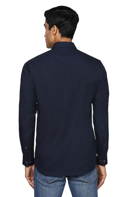 Shop Noonoo Blue Giza Cotton Slim-fit Shirt at Aza Fashions Shop_Noonoo_Blue Giza Cotton Slim-fit Shirt _at_Aza_Fashions