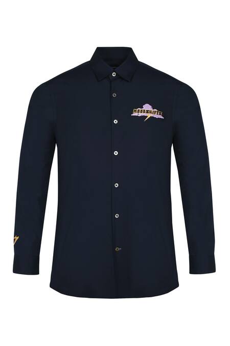 Shop Noonoo Blue Giza Cotton Slim-fit Shirt Online at Aza Fashions Shop_Noonoo_Blue Giza Cotton Slim-fit Shirt _Online_at_Aza_Fashions