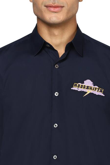 Noonoo Blue Giza Cotton Slim-fit Shirt at Aza Fashions Noonoo_Blue Giza Cotton Slim-fit Shirt _at_Aza_Fashions