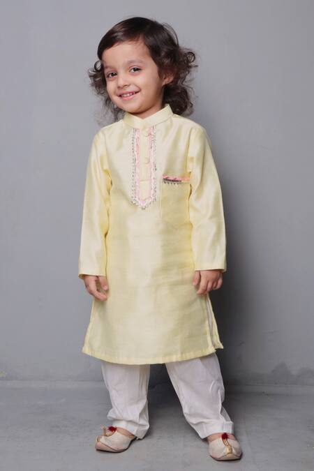 Buy Maaikid Yellow Chanderi, Cotton Gota Patti Kurta Set Online at Aza Fashions Buy_Maaikid_Yellow Chanderi, Cotton Gota Patti Kurta Set _Online_at_Aza_Fashions