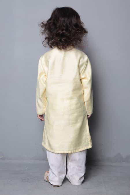 Shop Maaikid Yellow Chanderi, Cotton Gota Patti Kurta Set at Aza Fashions Shop_Maaikid_Yellow Chanderi, Cotton Gota Patti Kurta Set _at_Aza_Fashions