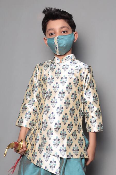 Buy Maaikid Grey Cotton, Silk Embroidery Printed Sherwani Set Online at Aza Fashions Buy_Maaikid_Grey Cotton, Silk Embroidery Printed Sherwani Set _Online_at_Aza_Fashions