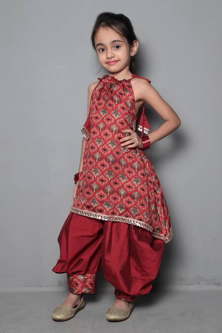 Maaikid Red Modal, , , Printed Kurta And Dhoti Pant Set Online at Aza Fashions Maaikid_Red Modal, , , Printed Kurta And Dhoti Pant Set _Online_at_Aza_Fashions