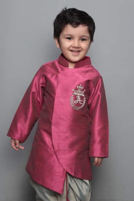 Buy Maaikid Magenta Art Raw Silk Embroidered Kurta And Dhoti Pant Set Online at Aza Fashions Buy_Maaikid_Magenta Art Raw Silk Embroidered Kurta And Dhoti Pant Set _Online_at_Aza_Fashions