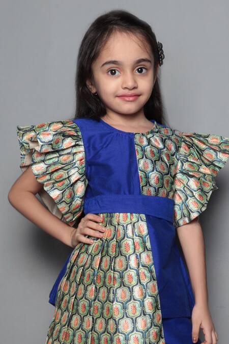 Shop Maaikid Green Cotton, Silk Printed Kurta And Pant Set Online at Aza Fashions Shop_Maaikid_Green Cotton, Silk Printed Kurta And Pant Set _Online_at_Aza_Fashions