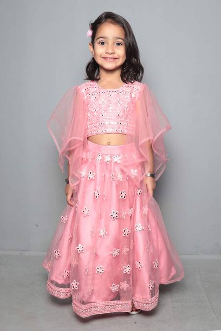 Buy Maaikid Pink Net, Silk Mirrors, Embroidery Lehenga Set Online at Aza Fashions Buy_Maaikid_Pink Net, Silk Mirrors, Embroidery Lehenga Set _Online_at_Aza_Fashions
