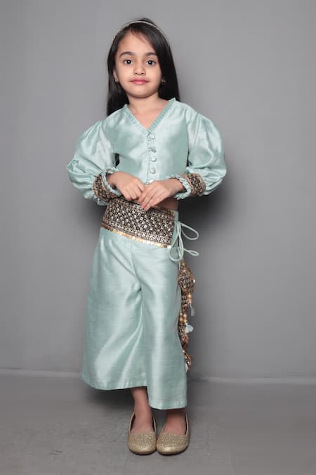 Maaikid Embroidered Green Palazzo Set 