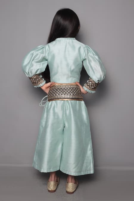 Maaikid Embroidered Green Palazzo Set 