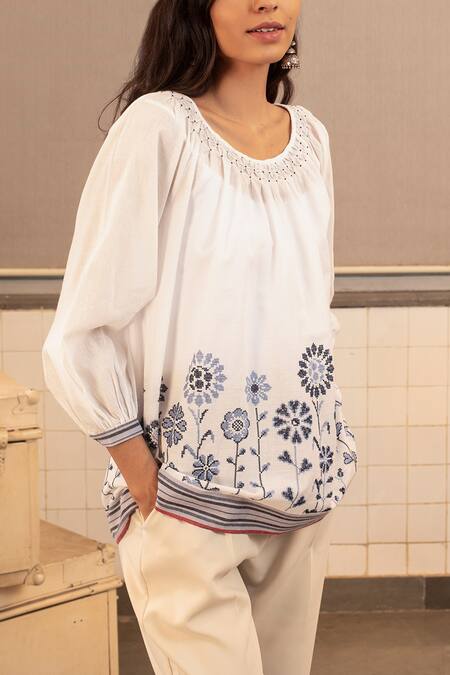 Payal Pratap Embroidered Handloom Cotton Top 