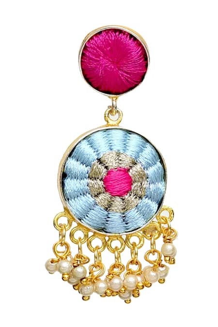 Shop Bauble Bazaar Gold Plated Pearls, Zari Silk Hand Embroidered Layered Choker Set Online at Aza Fashions Shop_Bauble Bazaar_Gold Plated Pearls, Zari Silk Hand Embroidered Layered Choker Set _Online_at_Aza_Fashions