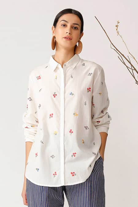 Payal Pratap White Embroidered Shirt