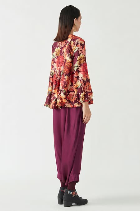 Payal Pratap_Multi Color Printed V Neck Tirina Top  _Online_at_Aza_Fashions