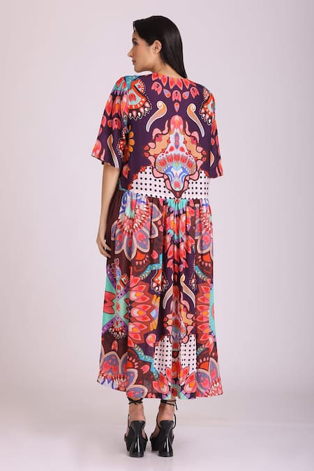 Alpona Designs By Soham Acharya Folk Print Dress 