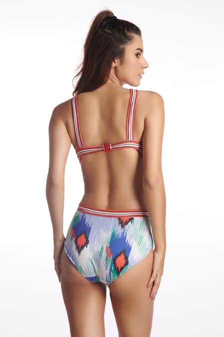 Kai Resortwear Ikat Pattern Halter Neck Swimsuit 