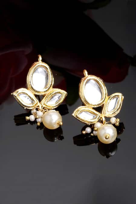 Gorgeous Kundan and Dark Pink stones Chandbali Drop Earrings - South India  Jewels