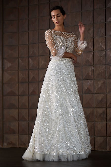 Nadine Dhody Olivia Geometric Embroidered Lehenga & Blouse Set 