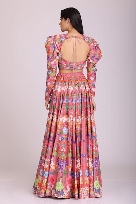 Alpona Designs By Soham Acharya Floral Print Lehenga & Blouse Set 