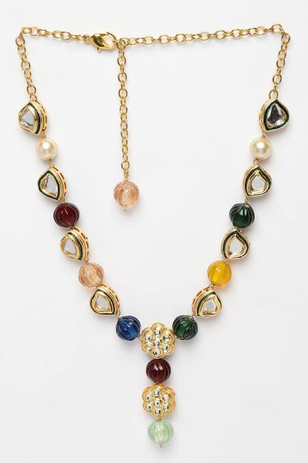 Dugran By Dugristyle White Emerald Embellished Necklace Online at Aza Fashions Dugran By Dugristyle_White Emerald Embellished Necklace _Online_at_Aza_Fashions