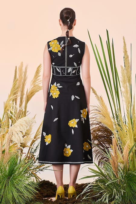 Shahin Mannan Blooming Flower Corset Midi Dress 