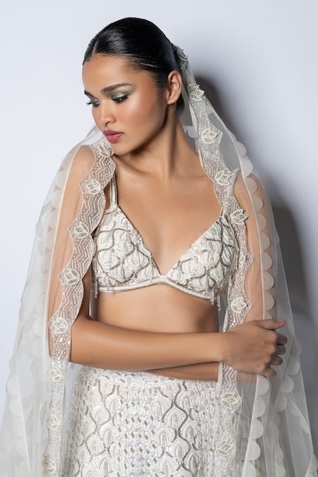 Disha Patil Sequin Hand Embroidered Bridal Lehenga Set 