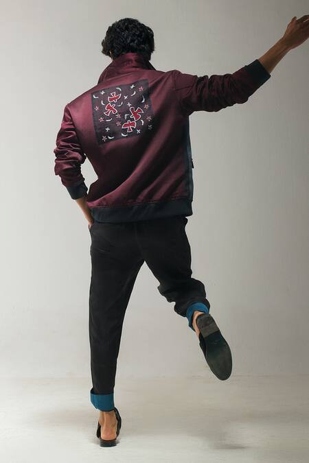 Shop Jatin Malik Purple Linen, Silk Embroidery Cord Trouser at Aza Fashions Shop_Jatin Malik_Purple Linen, Silk Embroidery Cord Trouser _at_Aza_Fashions