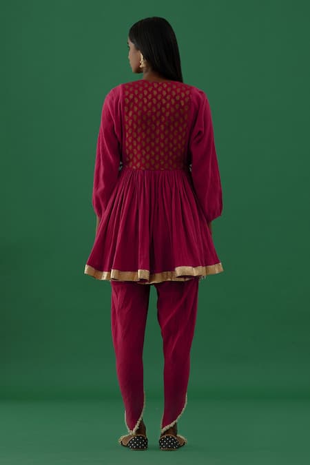 5elements Crushed Cotton Anarkali & Dhoti Pant Set 