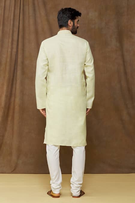 Shop Arihant Rai Sinha Green Linen, Cotton Embroidery Pastel Straight Kurta at Aza Fashions Shop_Arihant Rai Sinha_Green Linen, Cotton Embroidery Pastel Straight Kurta _at_Aza_Fashions