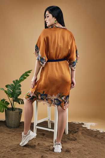 Soup By Sougat Paul Orchid Bloom Print Kimono Dress & Belt Set 