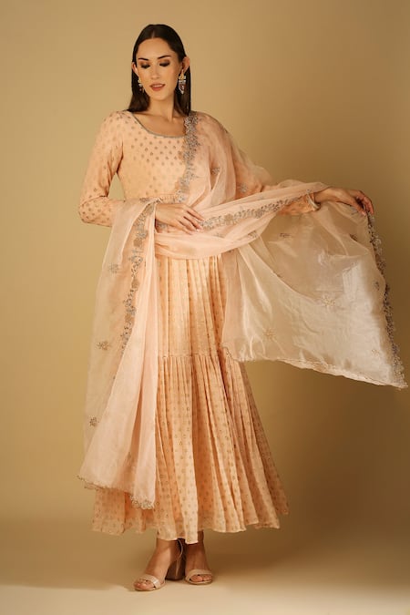 Monk & Mei Reah Anarkali With Embroidered Dupatta 