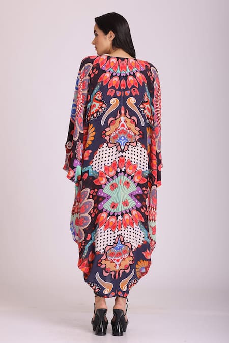 Alpona Designs By Soham Acharya Folk Print Kaftan Dress 