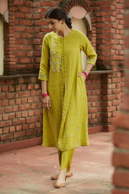 Vashisht Guru Dutt Sequin & Flower Patchwork Kurta & Pant Set 