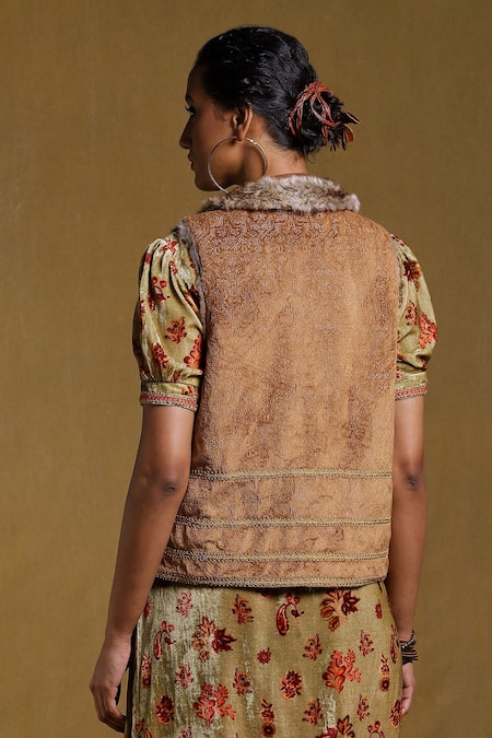 Ritu Kumar Embroidered Fur Jacket 