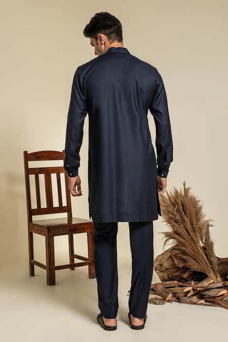 Shop Abkasa Blue Terry Rayon Embroidered Sequins Kurta And Trouser Set at Aza Fashions Shop_Abkasa_Blue Terry Rayon Embroidered Sequins Kurta And Trouser Set _at_Aza_Fashions