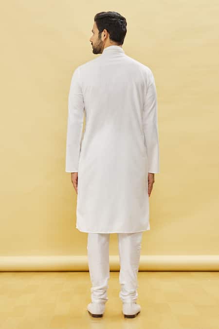 Shop Arihant Rai Sinha Off White Cotton Embroidery Solid Straight Kurta Churidar Set at Aza Fashions Shop_Arihant Rai Sinha_Off White Cotton Embroidery Solid Straight Kurta Churidar Set _at_Aza_Fashions