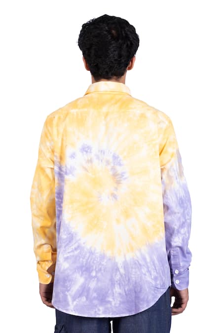 Shop_Theorem_Multi Color Cotton Sunny Spiral Tie Dye Shirt _at_Aza_Fashions