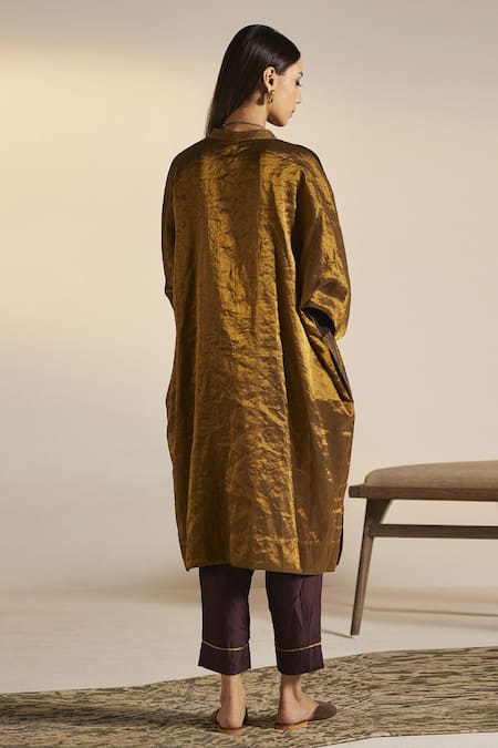 Shorshe Clothing Handwoven Pure Silk Kaftan Tunic & Pant Set 