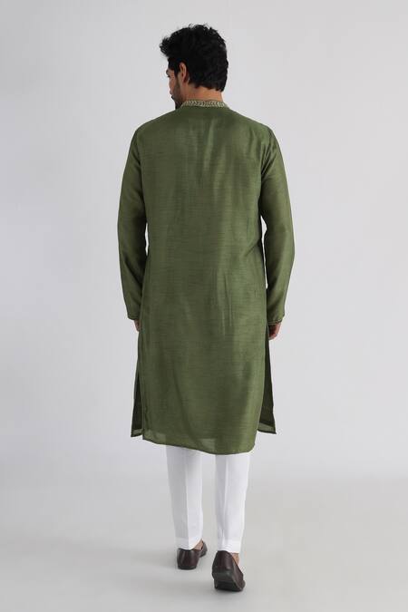 Shop Smriti By Anju Agarwal Green Bamboo, Cotton Diamonds, Embroidery Shadab Pintucked Kurta Set at Aza Fashions Shop_Smriti By Anju Agarwal_Green Bamboo, Cotton Diamonds, Embroidery Shadab Pintucked Kurta Set _at_Aza_Fashions