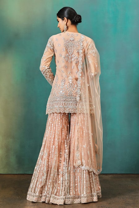 Aneesh Agarwaal Mirror Embroidered Kurta Sharara Set 