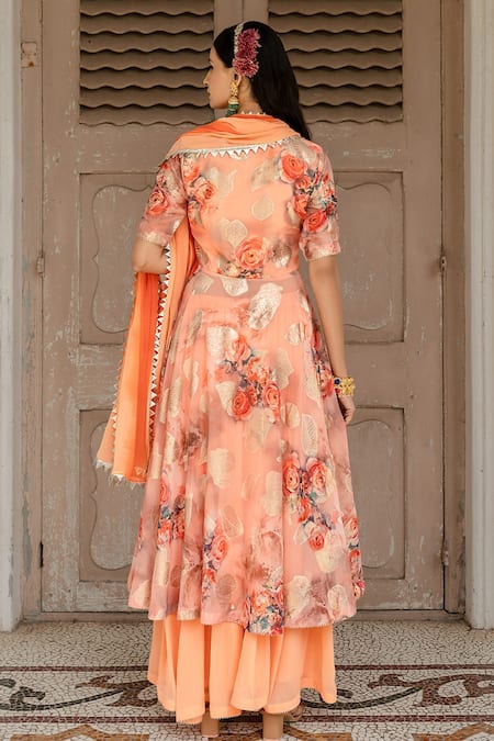 Amrin Khan Floral Print Anarkali Palazzo Set 