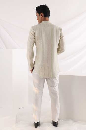 Smriti By Anju Agarwal Geometric Pattern Bandhgala Set 