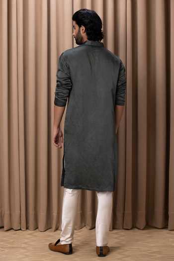 Ankit V Kapoor Cotton Silk Straight Kurta Set 