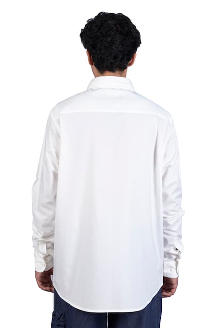 Shop_Theorem_White Cotton Meander Curved Placket Shirt _at_Aza_Fashions