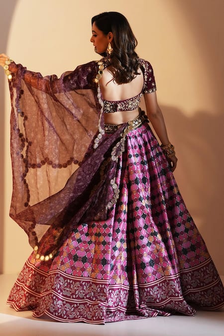Shop Rashika Sharma Maroon Georgette, Silk, Organza Cut Gia Abstract And Floral Print Lehenga Set at Aza Fashions Shop_Rashika Sharma_Maroon Georgette, Silk, Organza Cut Gia Abstract And Floral Print Lehenga Set _at_Aza_Fashions