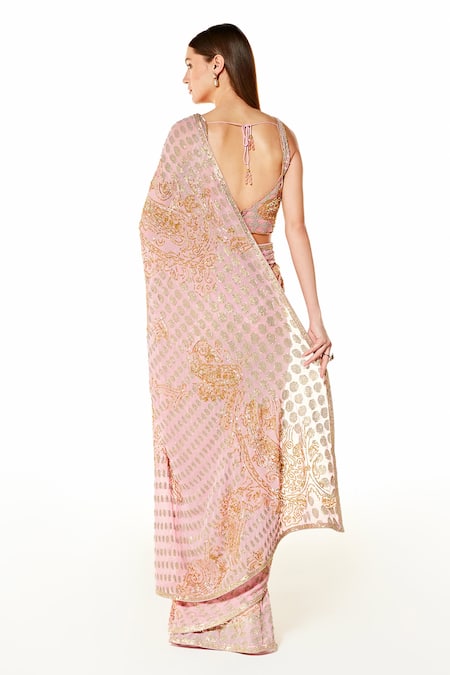 Rabani & Rakha Zaynab Paisley Embroidered Saree With Blouse 