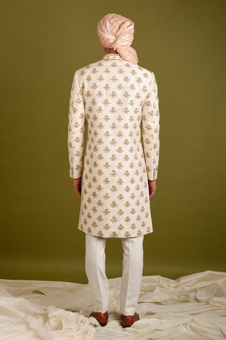 Chatenya Mittal Sequin Floral Embroidered Sherwani Set 