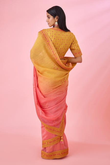 Shyam Narayan Prasad Chanderi Embroidered Saree With Blouse 
