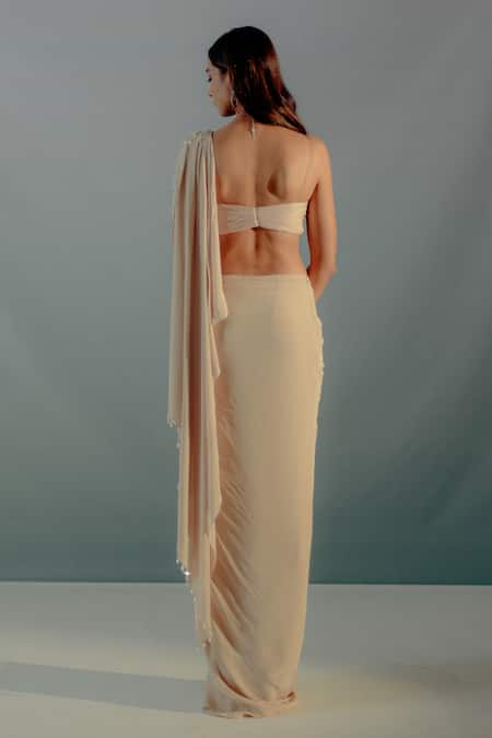 Aaryaa By Kashveen Kohli Crystal Tasselled Pre-Draped Saree With Blouse 