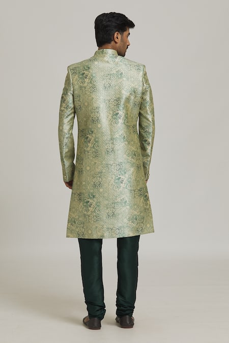 Arihant Rai Sinha Floral Watercolour Print Sherwani With Churidar