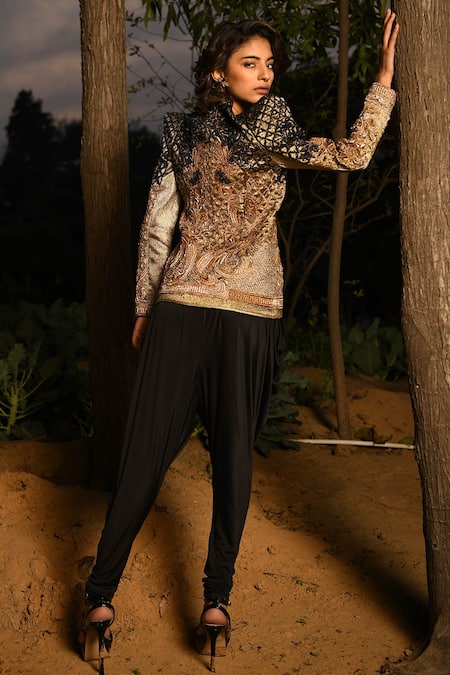 House of Exotique Crystal Embroidered Blazer 