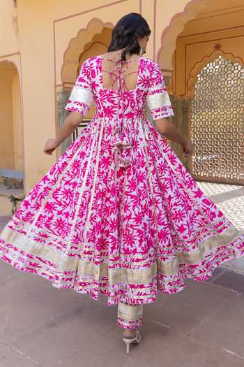Pomcha Jaipur Imara Floral Print Anarkali Set